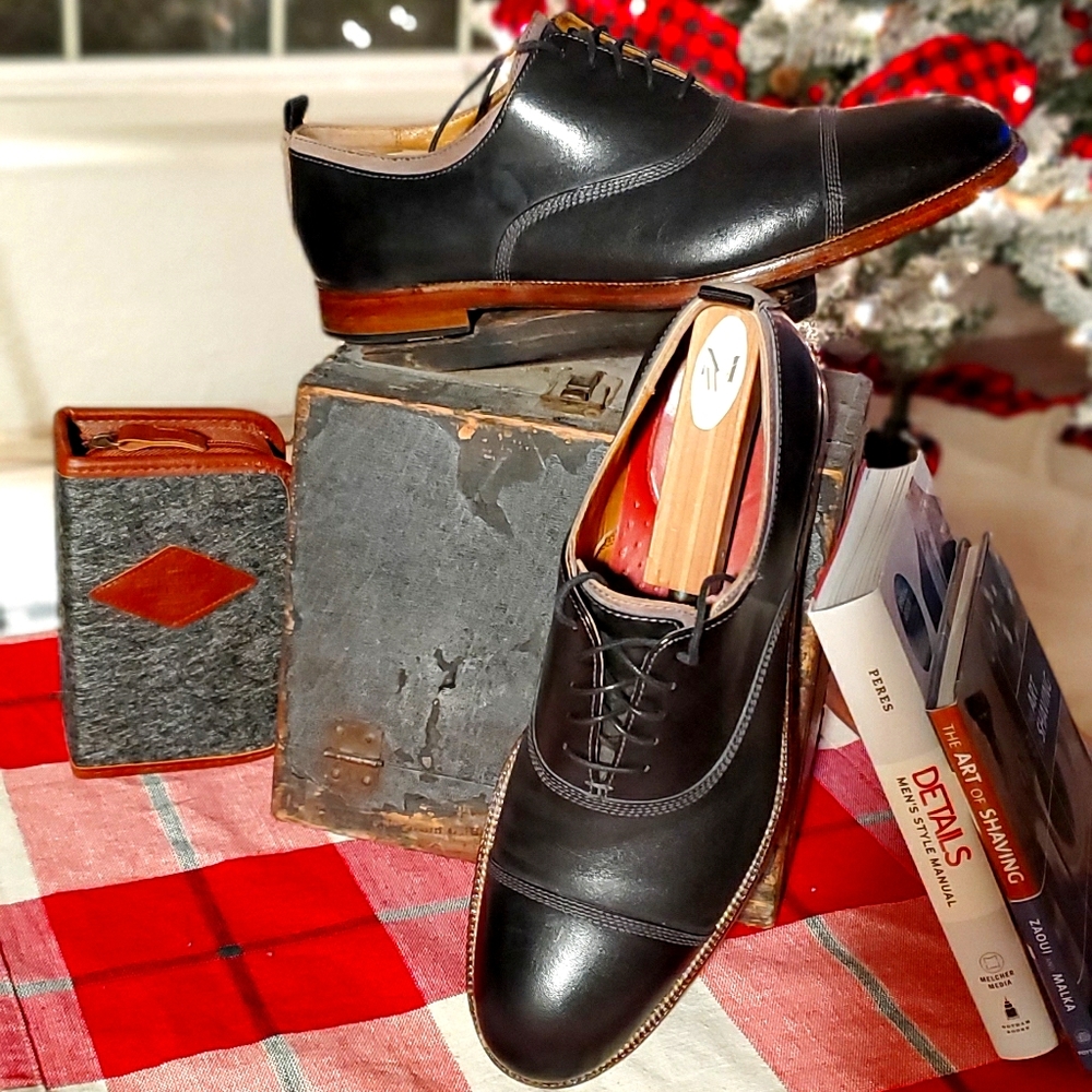 Johnston & Murphy Cap Toe Charcoal/Black 10.5